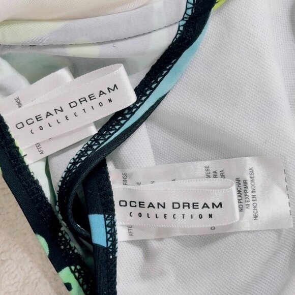 OCEAN DREAM COLLECTION Women's Nylon 2 Piece Blue Green Built-In Bra Size 14 - Picture 6 of 10